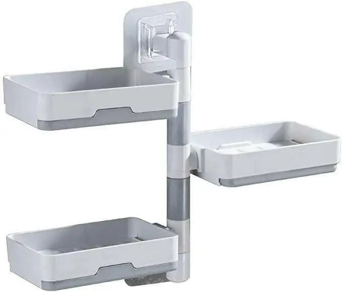 premium plastic soap dish holder has 3 adjustable compartment 