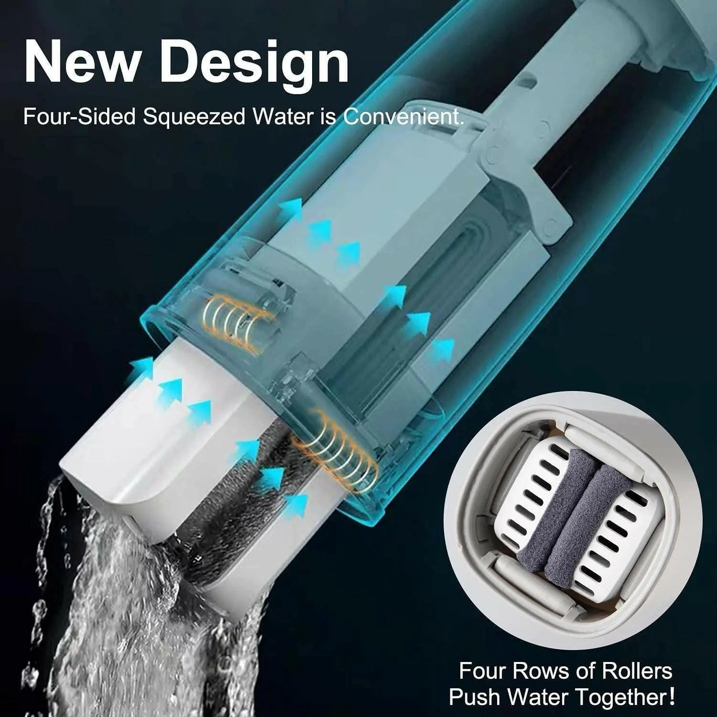 New design four sided squeezed water is convenient four rows of rollers push water together