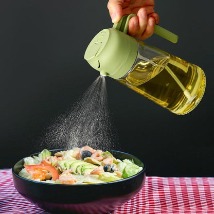 oil sprayer spraying oil on vegetables