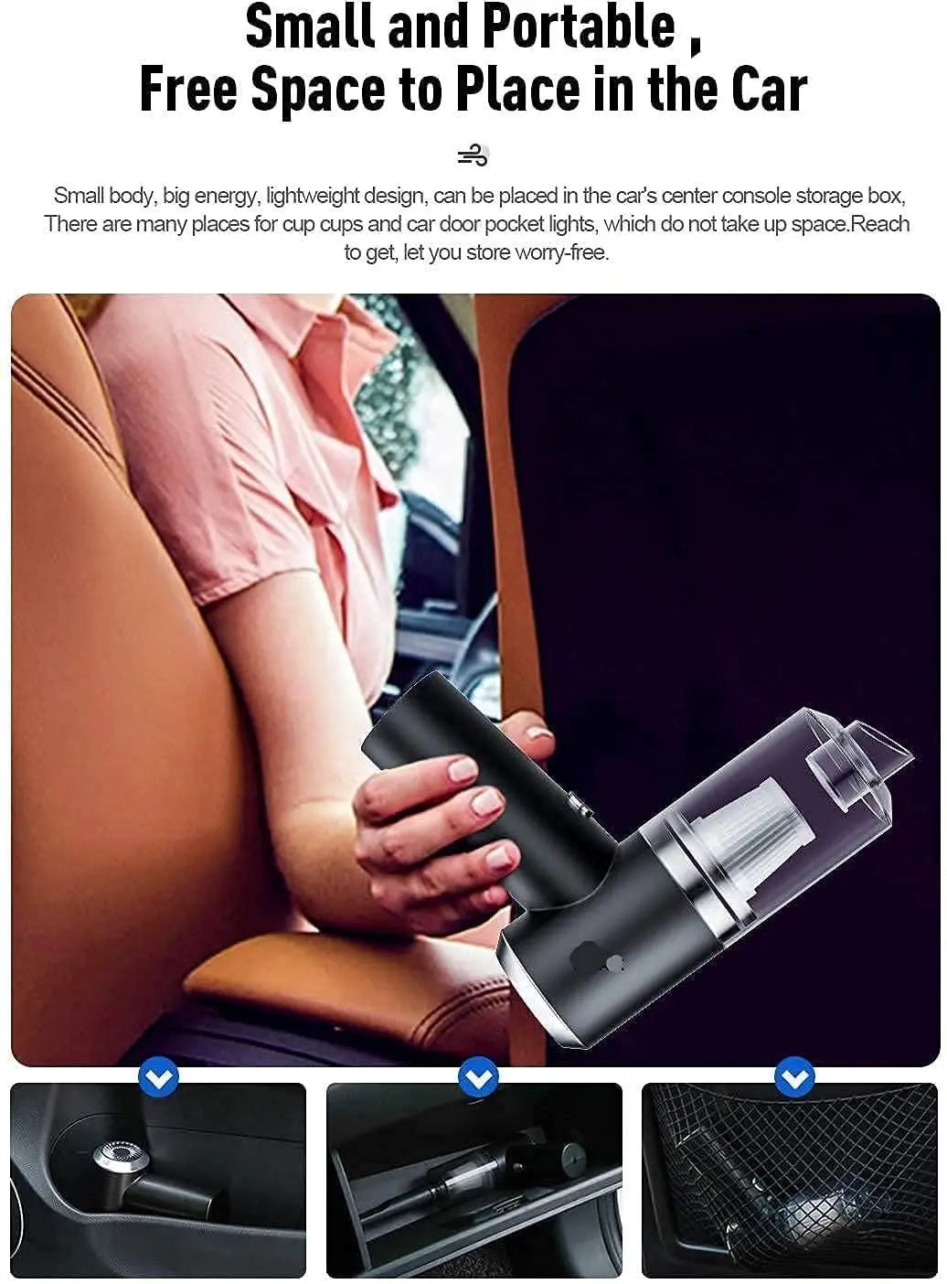 Small and Portable Free Space to Place in the car, small body big energy lightweight design can be placed in the car's center console storage box, There are many places for cup cups and car door pocket lights, which do not take up space. Reach to get, let you store worry- free.